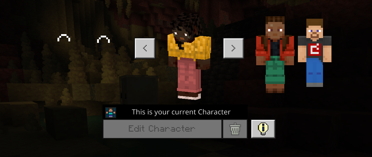 Minecraft character screen showing two skin slots stuck with loading icons